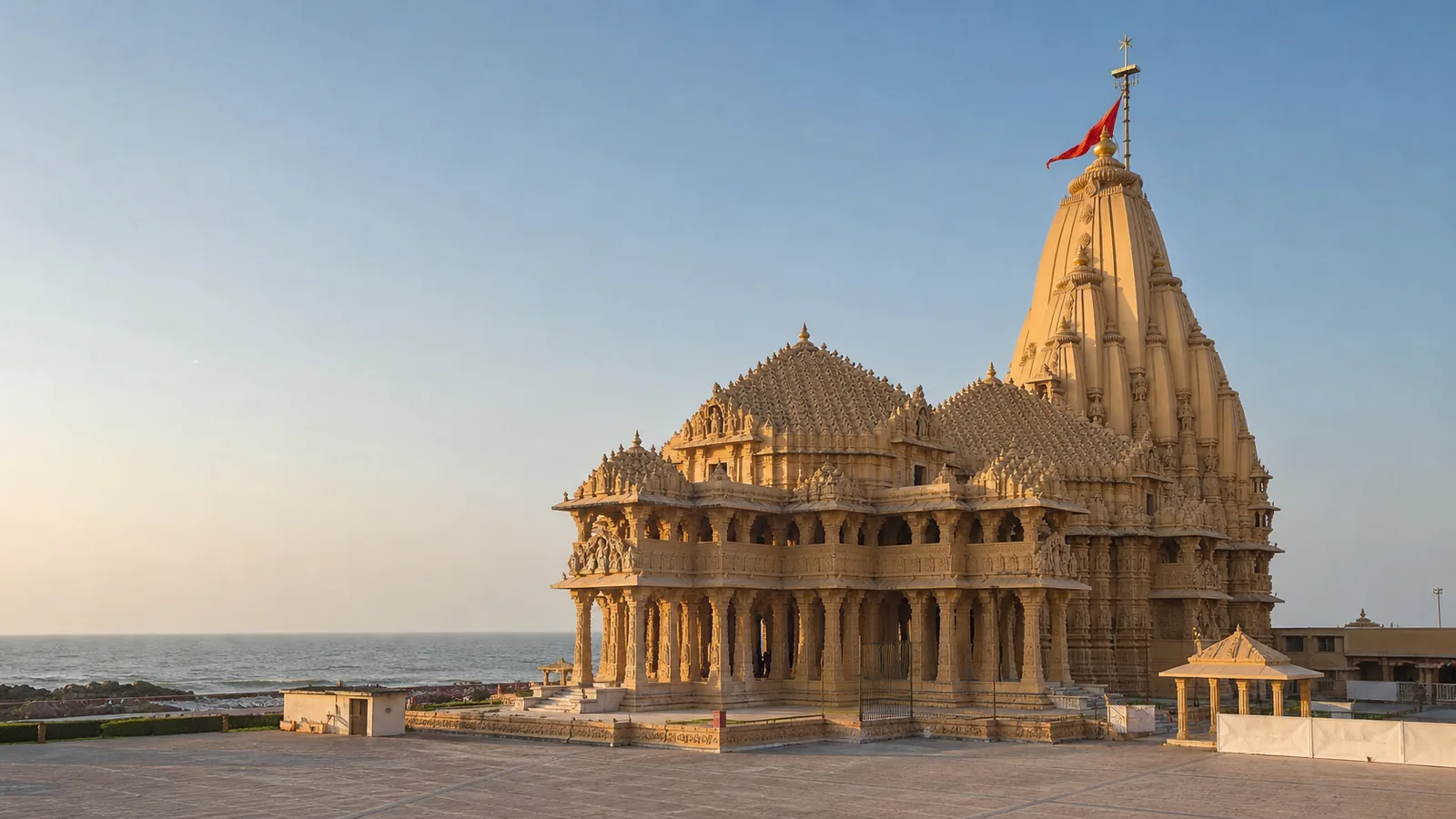 Somnath Jyotirlinga Temple in Prabhas Patan, Gujarat, beside the Arabian Sea.